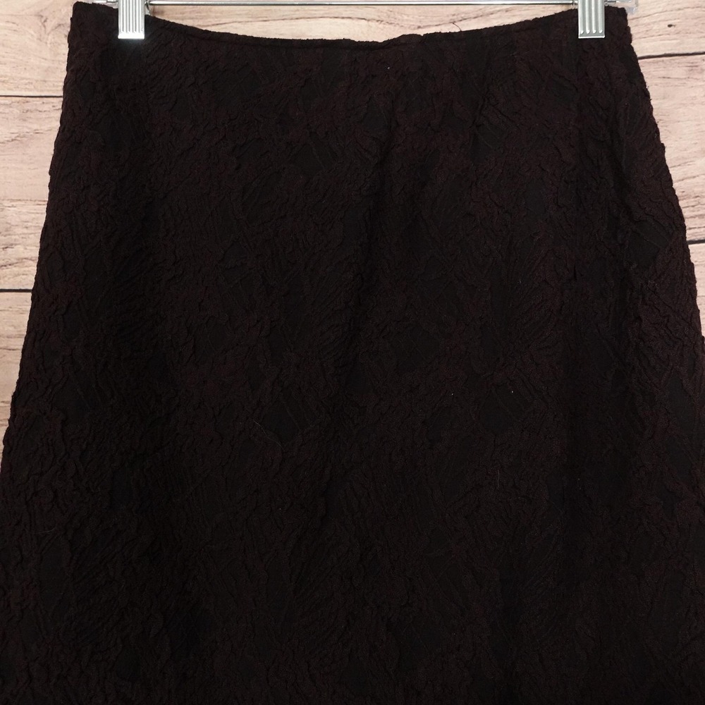 Rickie Freeman Teri Jon Skirt Suit Womens 8 Brown Lace 2 Piece Ruffle Trim - Picture 4 of 13